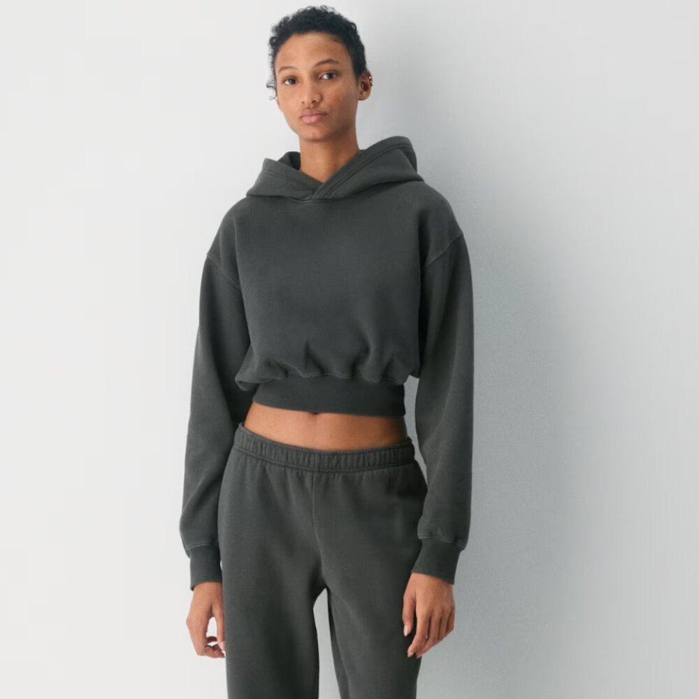 Aritzia TNA Dark Gray Cropped Hoodie